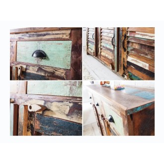 Zoom sur les détails du buffet PATCHWOOD full bois