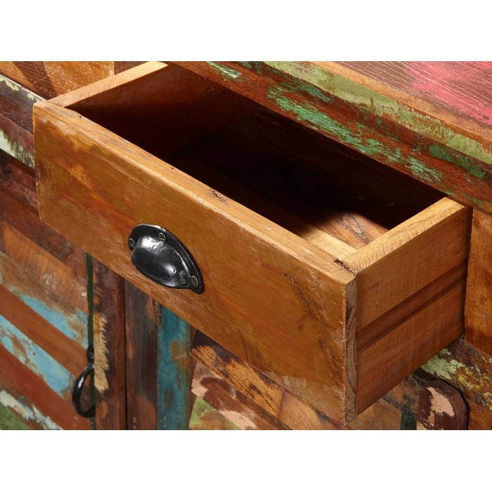 Zoom sur le tiroir ouvert du buffet PATCHWOOD full bois