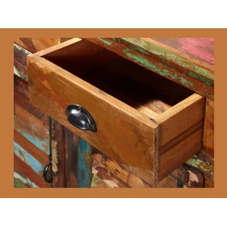 Zoom sur le tiroir ouvert du buffet PATCHWOOD full bois