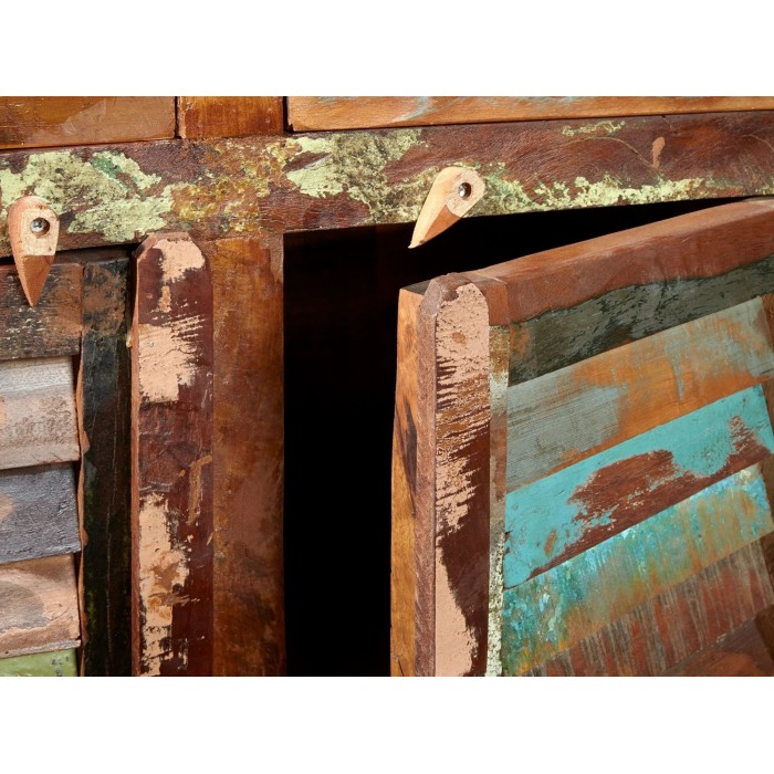 Zoom sur le système d'ouverture du buffet PATCHWOOD full bois