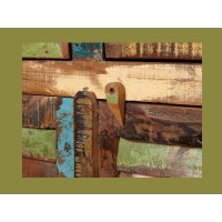 Zoom sur le système d'ouverture du buffet PATCHWOOD full bois 160cm