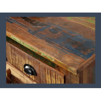 Zoom sur le tiroir du buffet PATCHWOOD full bois 160cm