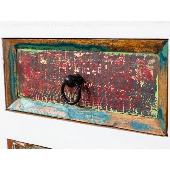 Zoom sur le tiroir du buffet PATCHWOOD blanc et multicolore 160cm