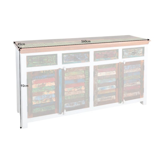 Buffet PATCHWOOD blanc et multicolore 160cm dimensions