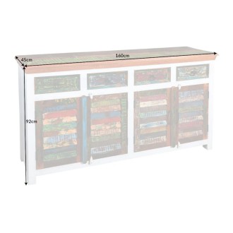 Buffet PATCHWOOD blanc et multicolore 160cm dimensions