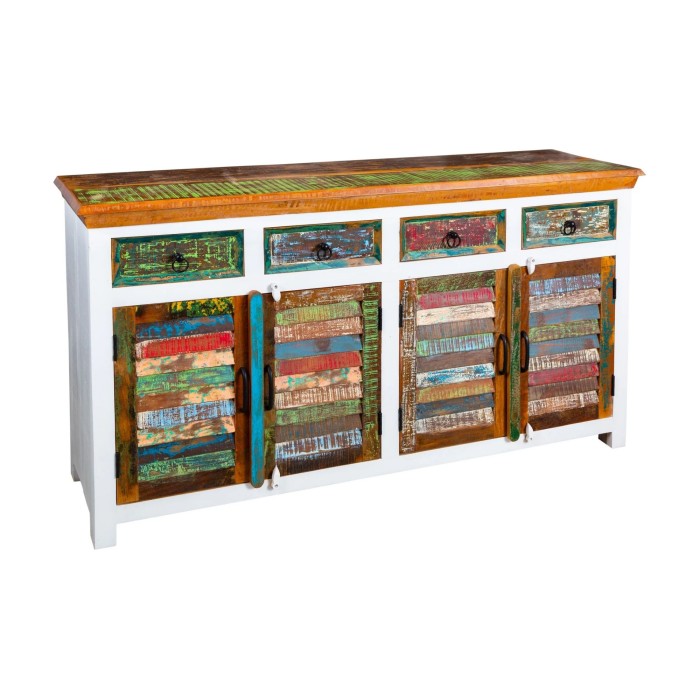 Buffet PATCHWOOD blanc et multicolore 160cm