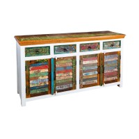 Buffet PATCHWOOD blanc et multicolore 160cm