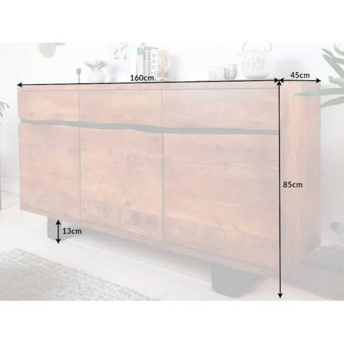 Buffet ARKAYA en bois massif d'acacia et métal noir dimensions