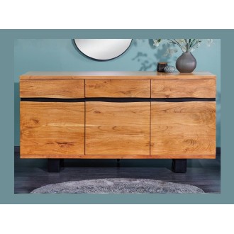 Buffet ARKAYA en bois massif d'acacia et métal noir vu de face