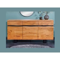 Buffet ARKAYA en bois massif d'acacia et métal noir vu de face