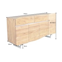 Buffet ARKAYA en bois massif d'acacia et détails blanc 170cm dimensions