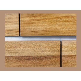 Zoom sur la façade du buffet ARKAYA en bois massif d'acacia et détails blanc 170cm