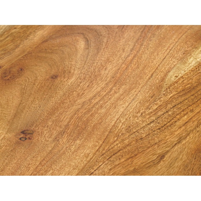 Zoom sur la texture du buffet ARKAYA en bois massif d'acacia et détails blanc 170cm