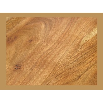 Zoom sur la texture du buffet ARKAYA en bois massif d'acacia et détails blanc 170cm