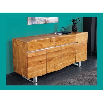 Buffet ARKAYA en bois massif d'acacia et détails blanc 170cm mis en situation
