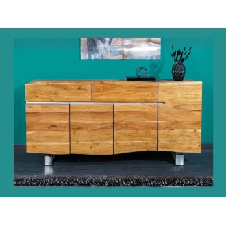 Buffet ARKAYA en bois massif d'acacia et détails blanc 170cm vu de face