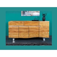 Buffet ARKAYA en bois massif d'acacia et détails blanc 170cm vu de face