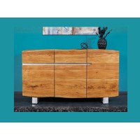Buffet ARKAYA en bois massif d'acacia et détails blancs 135cm vu de face