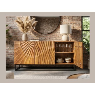 Buffet SILVA en bois massif de manguier 140cm avec porte de droite ouverte