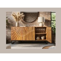 Buffet SILVA en bois massif de manguier 140cm avec porte de droite ouverte