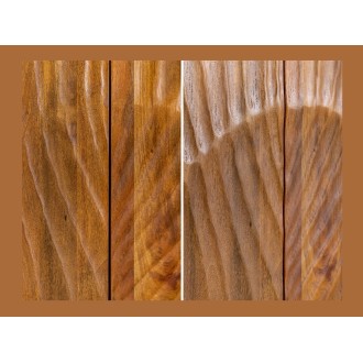 Zoom sur les détails sculptés du buffet SILVA en bois massif de manguier 140cm