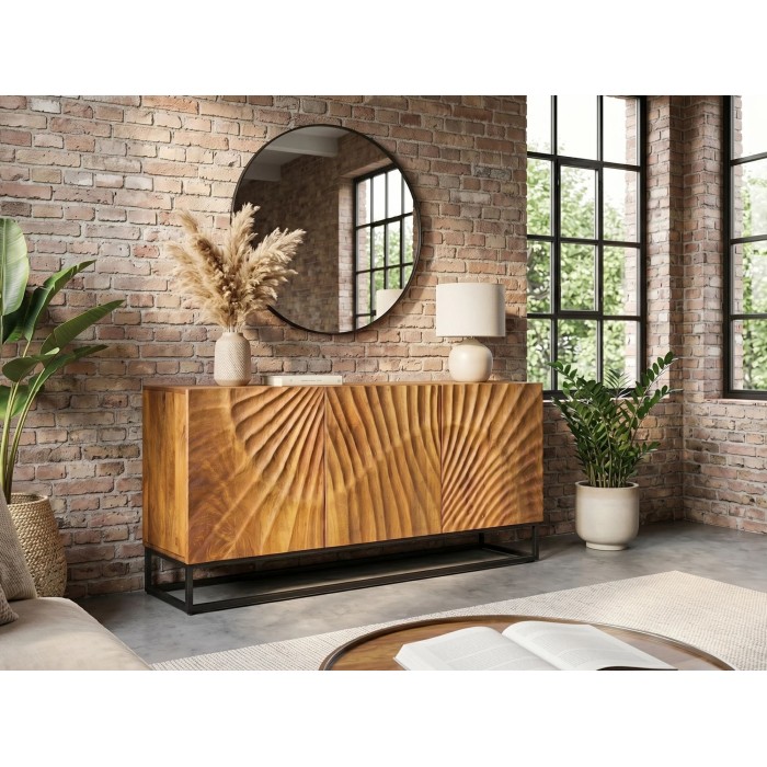 Buffet SILVA en bois massif de manguier 140cm vu de côté