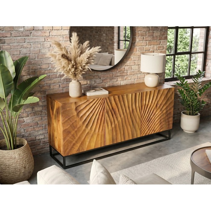 Buffet SILVA en bois massif de manguier 140cm mis en situation