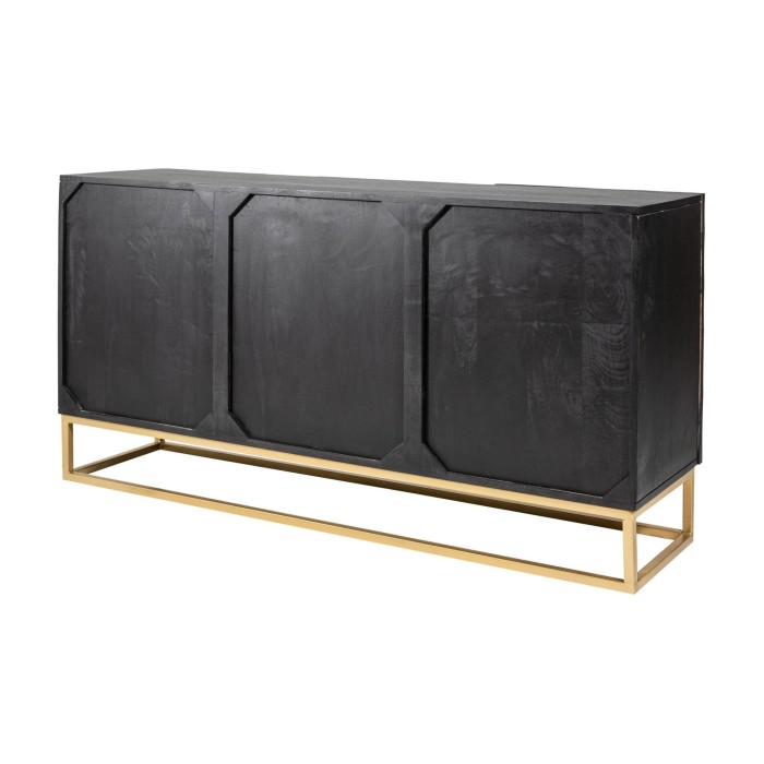 Buffet SILVA noir et doré 140cm vu de dos