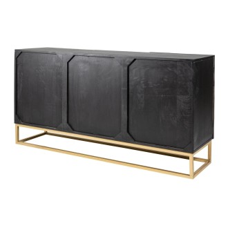 Buffet SILVA noir et doré 140cm vu de dos