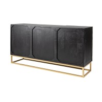Buffet SILVA noir et doré 140cm vu de dos