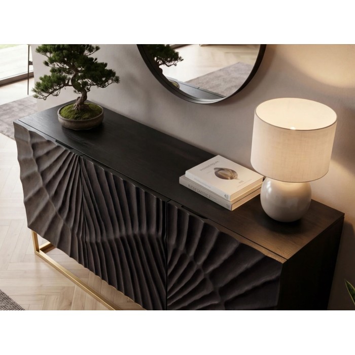 Buffet SILVA noir et doré 140cm vu de haut