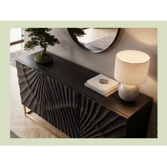 Buffet SILVA noir et doré 140cm vu de haut
