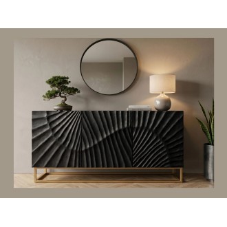 Buffet SILVA noir et doré 140cm vu de face