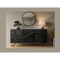 Buffet SILVA noir et doré 140cm vu de face