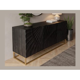 Buffet SILVA noir et doré 140cm vu de côté
