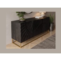 Buffet SILVA noir et doré 140cm vu de côté