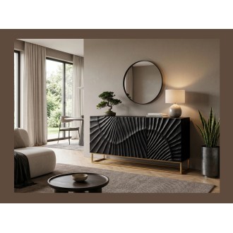 Buffet SILVA noir et doré 140cm vu éloignée