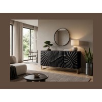 Buffet SILVA noir et doré 140cm vu éloignée