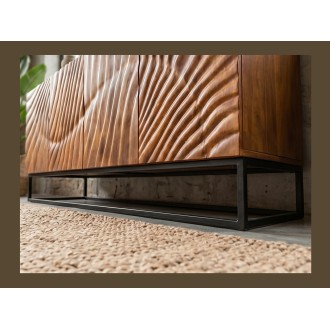 Zoom sur les pieds du buffet SILVA en bois massif de manguier 177cm