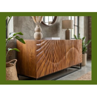Buffet SILVA en bois massif de manguier 177cm vu de côté rapprochée