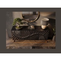 Buffet SILVA 177cm en bois de manguier noir vu de haut et de face