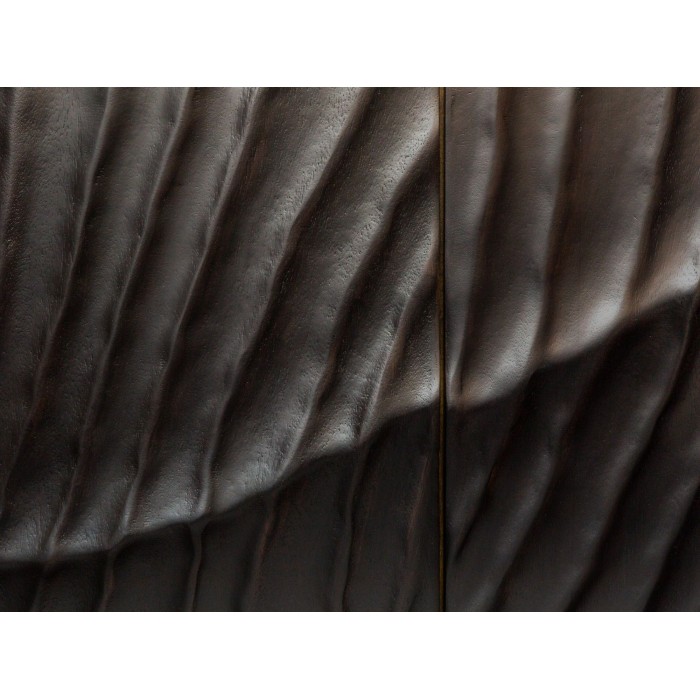 Zoom sur la jonction entre deux placards du buffet SILVA 177cm en bois de manguier noir