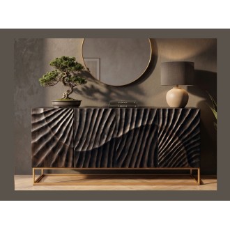 Buffet SILVA 177cm en bois de manguier noir vu de face