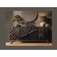 Buffet SILVA 177cm en bois de manguier noir vu de face