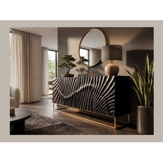 Buffet SILVA 177cm en bois de manguier noir vu de côté
