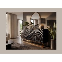 Buffet SILVA 177cm en bois de manguier noir vu de côté