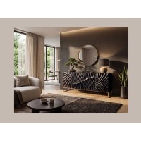 Buffet SILVA 177cm en bois de manguier noir vu éloignée