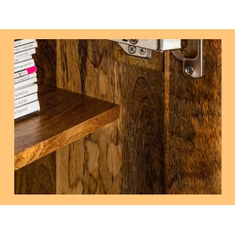 Zoom sur l'intérieur du buffet SILVA 177cm en bois de manguier noir