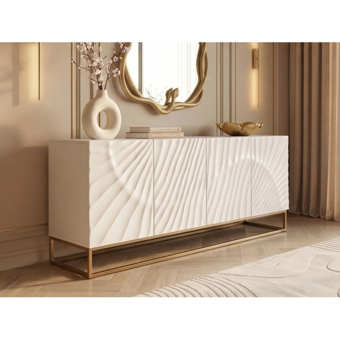 Buffet SILVA 177cm en bois massif de manguier blanc mis en situation