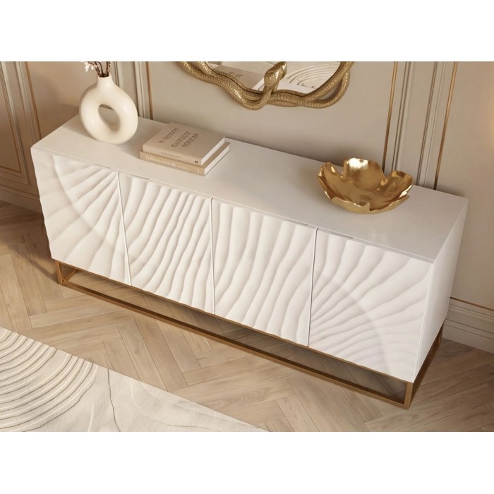 Buffet SILVA 177cm en bois massif de manguier blanc vu de haut